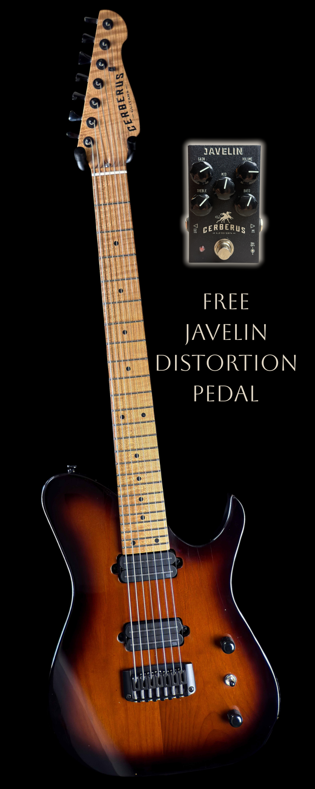 USA Hermes 7 String Brown Burst